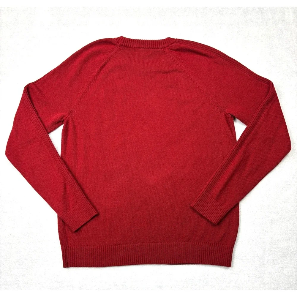 Banana Republic Sweater Mens Large Red Cotton Nylon Wool Blend Crewneck Pullover